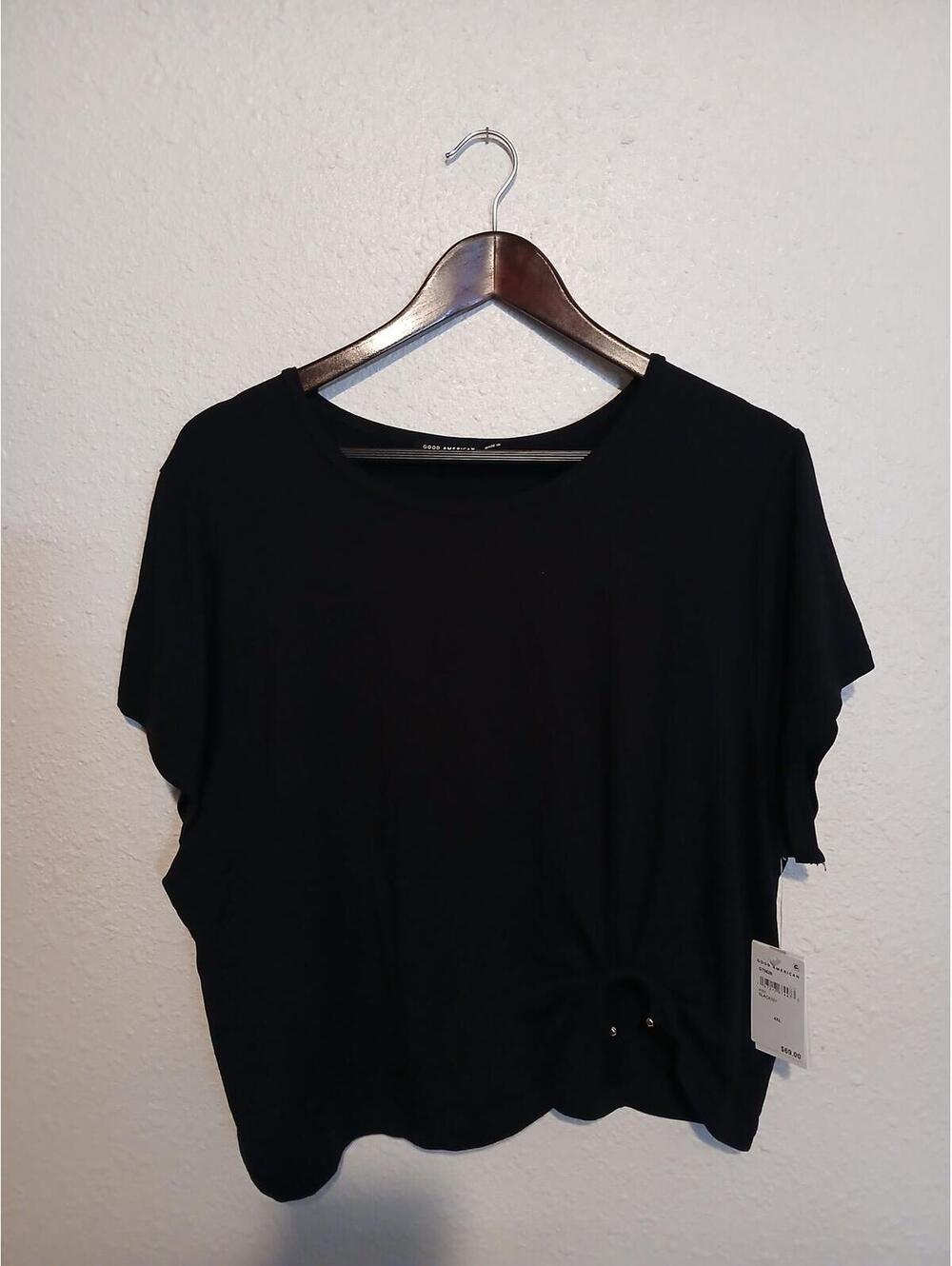 Good American Black Short Sleeve Top with Cinch Detail Size 4XL
